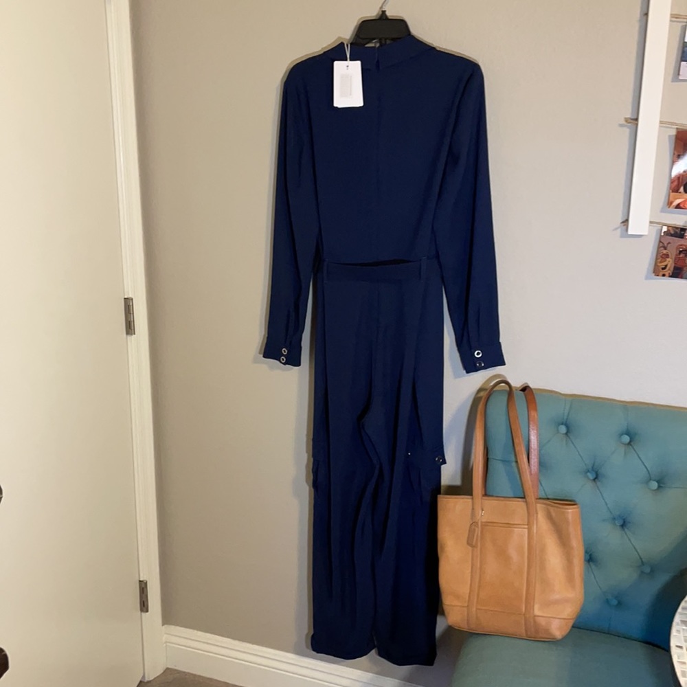 NWT Ted Baker London Flan Belted Long Sleeve Utility Jumpsuit Navy Blue 3 & 5 - Picture 4 of 11